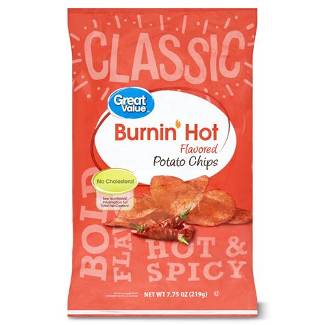 Great Value Burnin Hot Flavored Potato Chips 7 75 Oz
