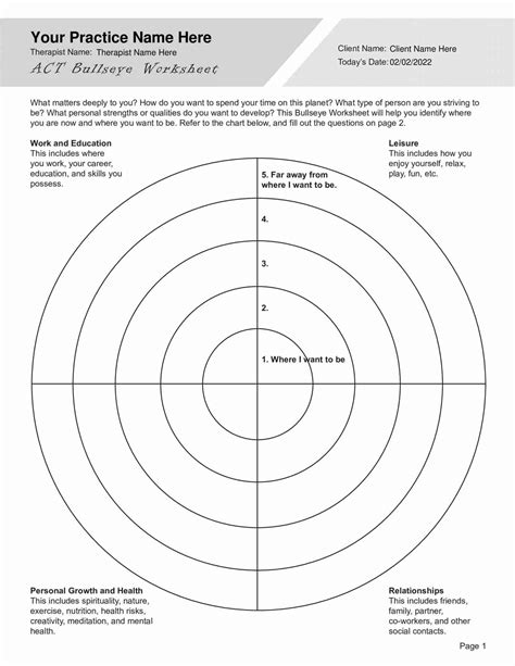 Therapy Values Worksheets