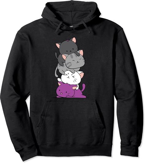 Kawaii Cat Pile Anime Hoodie Asexual Pride Flag Kittens Sold By