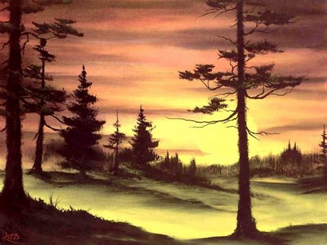 Bob Ross Csg029 Evergreens At Sunset Bob Ross