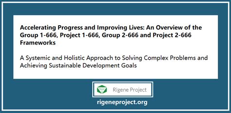 Accelerating Progress And Improving Lives An Overview Of The Group 1