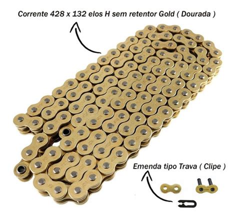 Corrente Dourada Cg Titan Fan Start Reforcada Frete Gr Tis