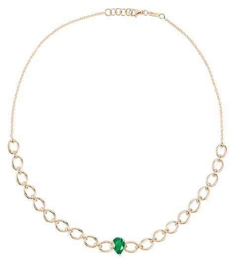 Catena Kt Gold Necklace With Emerald In Green Nadine Aysoy