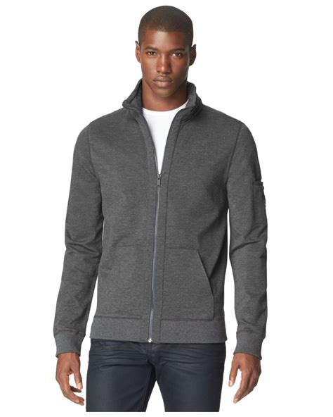 Calvin Klein Zip Up Sweater In Gray For Men Lyst