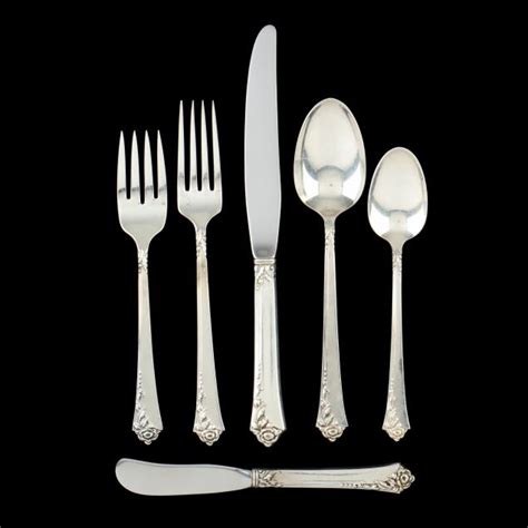 Oneida Damask Rose Sterling Silver Flatware Service Lot Fine