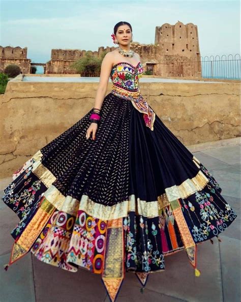 Printed And Mirror Work Gujarati Garba Navratri Lehenga Choli At Rs