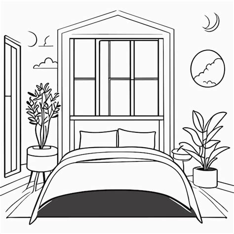 Premium Vector Coloring Page Design Interior Of Cozy Modern Bedroom