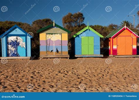 Colorful Bathing Boxes at the Brighton Beach in Melbourne Editorial Photo - Image of summer ...