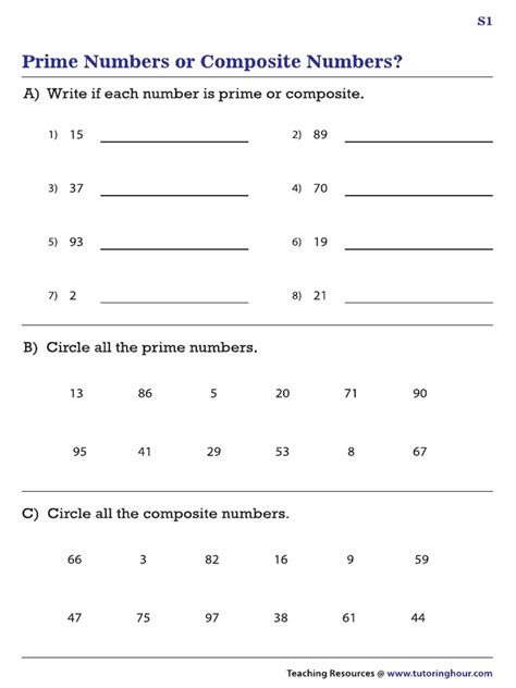 Prime And Composite Numbers Worksheets Library