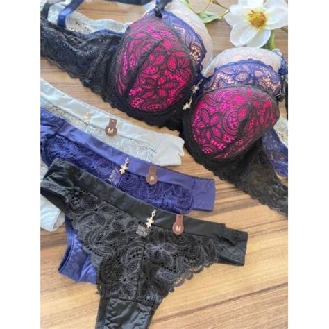 Conjunto De Lingerie Bojo Pink E Preto Z D Shopee Brasil