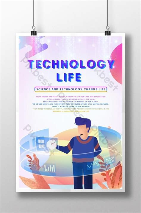 A Poster With The Words Technology Life On It And An Image Of A Man