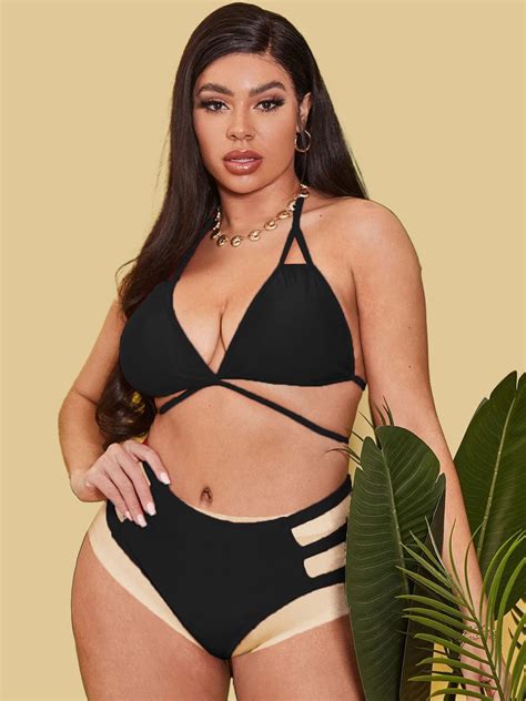 Buy FIMBUL Women Non Padded Cut Out Halter Neck Bikini Lingerie Set BK 30 BLK P1 Lingerie Set