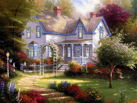 17 Best images about Art: Thomas Kinkade on Pinterest | Victorian gardens, Cottages and Living water