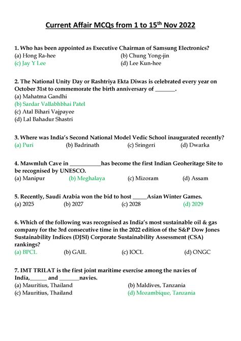 Current Affairs MCQs 1 To 15th Nov 22 Current Affair MCQs From 1 To