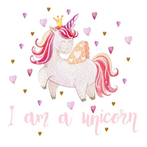 Tarjeta de felicitación de acuarela de unicornio lindo mágico soy un