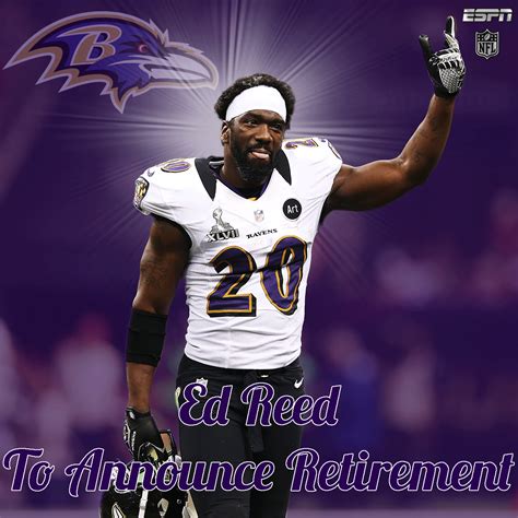 The Ravens announce that Pro Bowl safety Ed Reed will officially retire ...