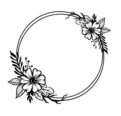 Flower Wreath Svg Floral Circle Svg Flower Frame Floral Etsy