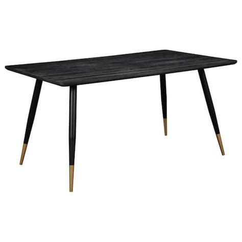 Benjara 60 In Black And Gold Wood Top 4 Legs Dining Table Seat Of 6