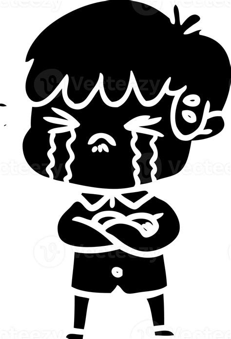 Crying Boy Cartoon Solid Black Icon 41039469 Png