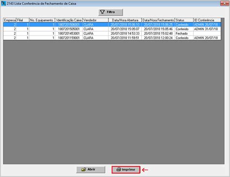 Relat Rio Da Aplica O Confer Ncia De Fechamento De Caixa
