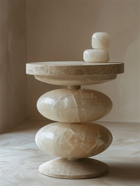 Elegant Minimalist Onyx Stone Table With Three Onyx Spheres In Modern