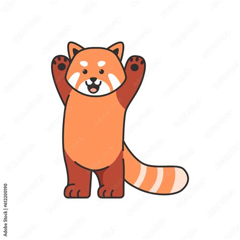 Cute Red Panda Cartoon Character Vector Illustration On A White