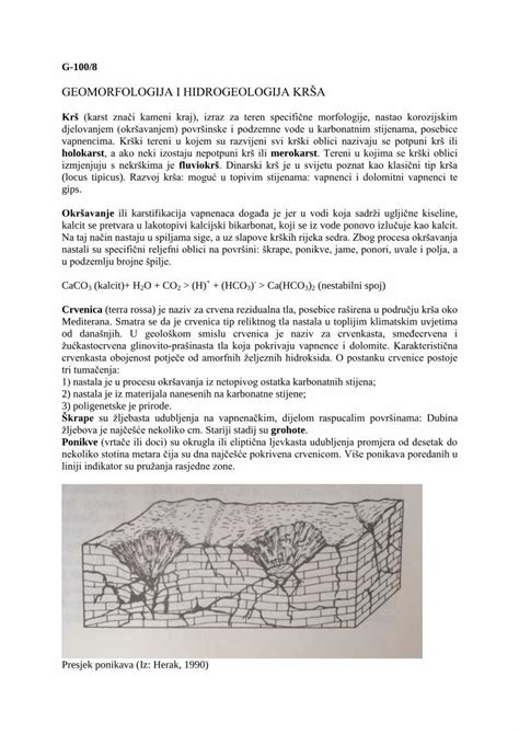 Pdf Geomorfologija I Hidrologija Krasa Dokumen Tips