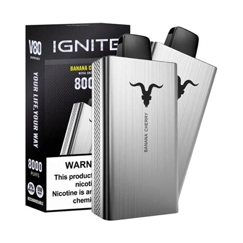 Pod Descartável Ignite V80 Brushed Metal 8000 Puffs Banana Cherry