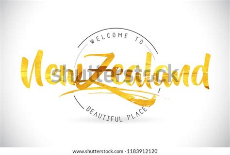 Newzealand Welcome Word Text Handwritten Font Stock Vector Royalty