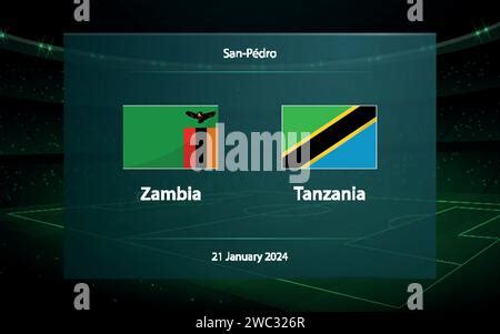 Zambia Vs Tanzania Football Scoreboard Broadcast Template For Soccer