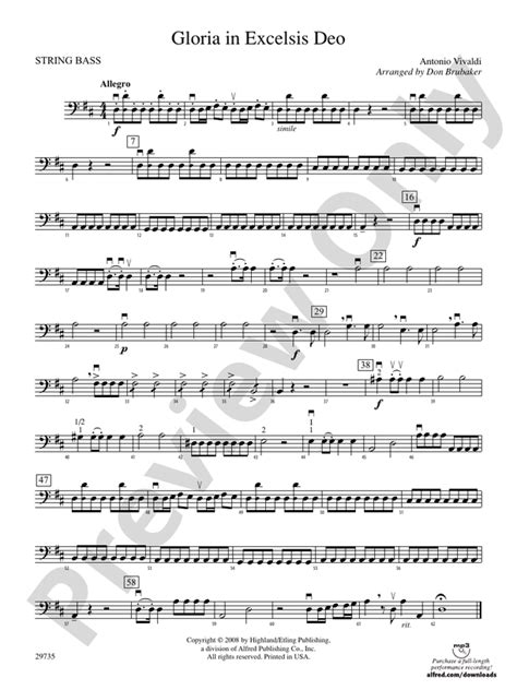 Gloria In Excelsis Deo String Bass String Bass Part Digital Sheet