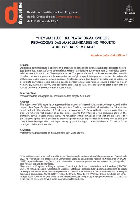 Pdf Hey Mach O Na Plataforma Xvideos Pedagogias Das Masculinidades No Projeto Audiovisual
