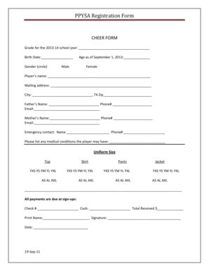 Fillable Online PPYSA Registration Form Sport Ngin Fax Email Print