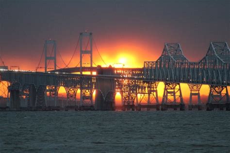 Chesapeake Bay Bridge at sunset. : r/pics