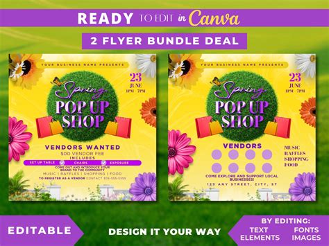 Editable flyer template pop up shop spring pop up shop summer pop up