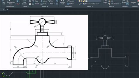 AUTOCAD DE MUSLUK ÇİZİMİ Örnek Model Teknik Resim Dersi autocad