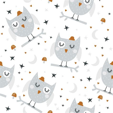 premium vector seamless pattern  cute owl vector illustrations