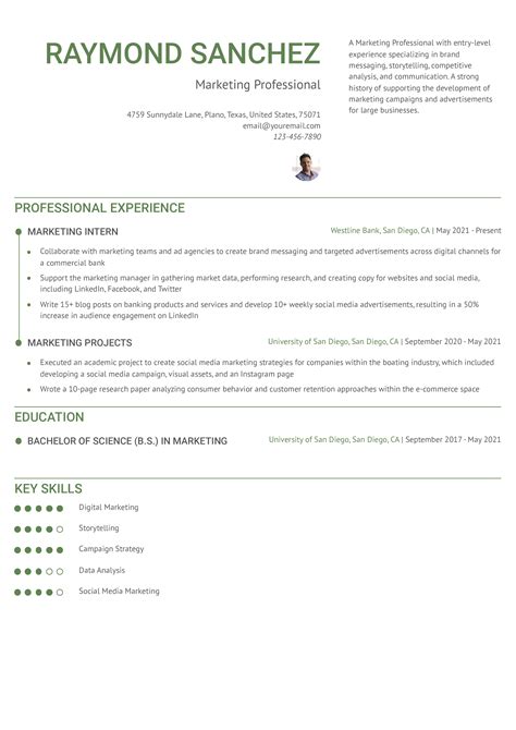 Marketing Intern Resume Examples And Templates For Resumebuilder