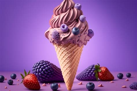 Premium AI Image | A purple ice cream cone with a purple background and ...