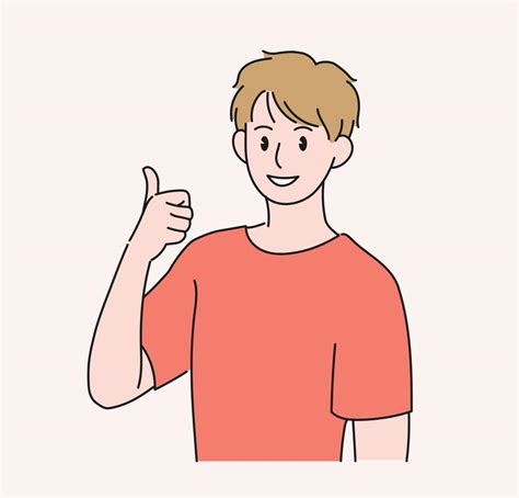 A Man Is Raising His Thumb Hand Drawn Style Vector Design