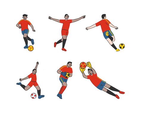 Juego de jugadores de fútbol Jugadores de fútbol en acción Ilustración