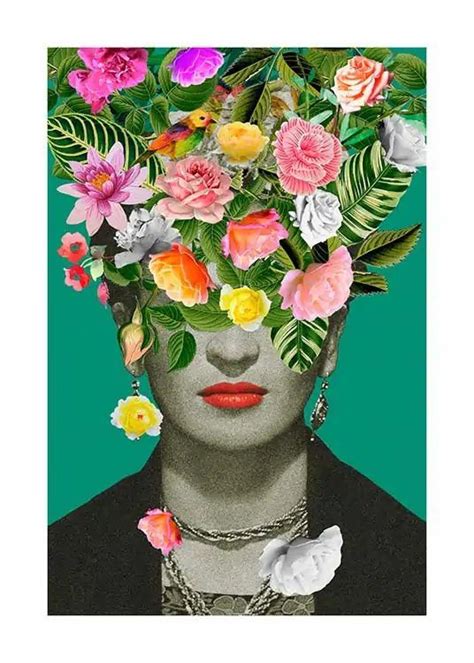 Frida Floral Grafisk Plakat Kunsttrykk Moderne Kunst