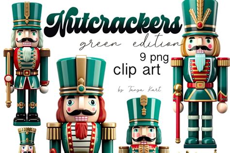 Green Vintage Nutcracker Clipart Graphic by Tanya Kart · Creative Fabrica