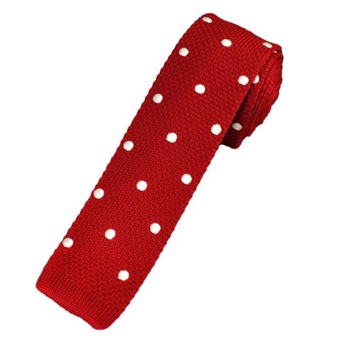 Red White Polka Dot Men S Skinny Knitted Tie From Ties Planet UK