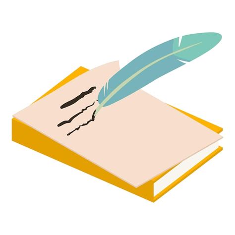 Icono de pluma de escritura ilustración isométrica del icono de vector