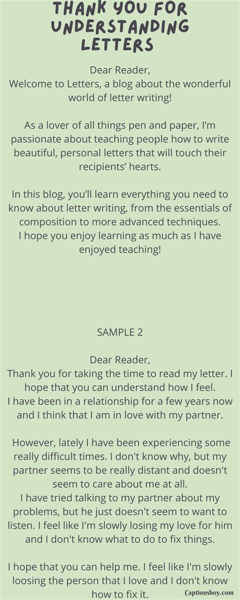 Thank You For Understanding Letters (10 Samples)