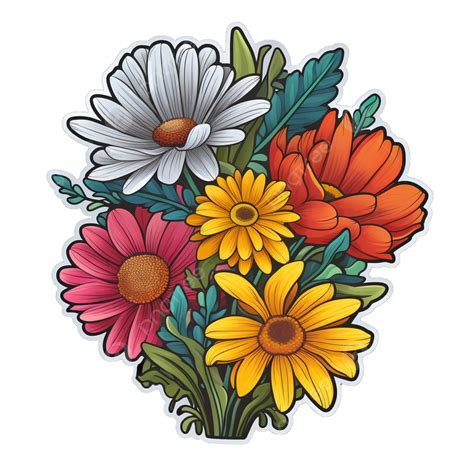Flower Sticker Colorful Flower T Shirt Sticker Png Transparent Image