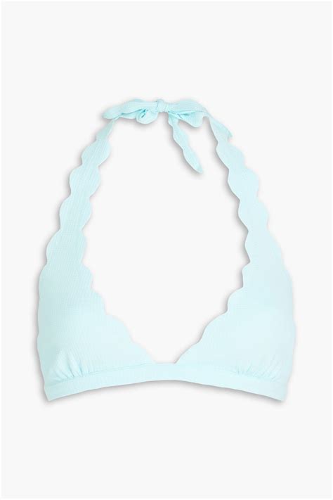 MARYSIA Spring Scalloped Seersucker Halterneck Bikini Top THE OUTNET