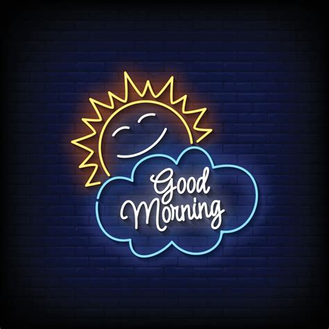 Neon Sign good morning with brick wall background vector 20899427 ...