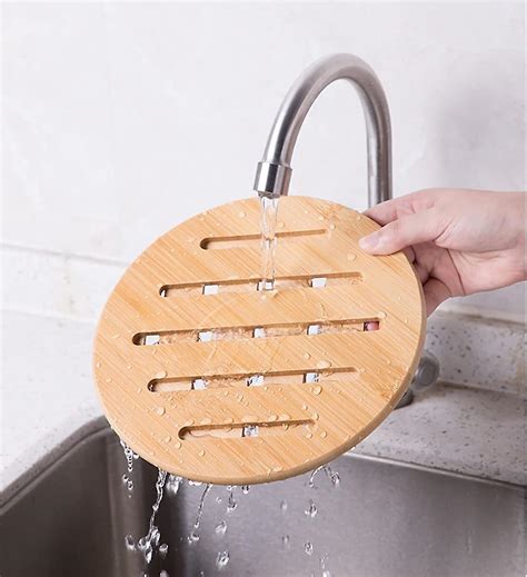 Set Of Bamboo Trivets Bamboo Hot Pads Trivet With Non Slip Pads Heat Resistant Pads For Hot